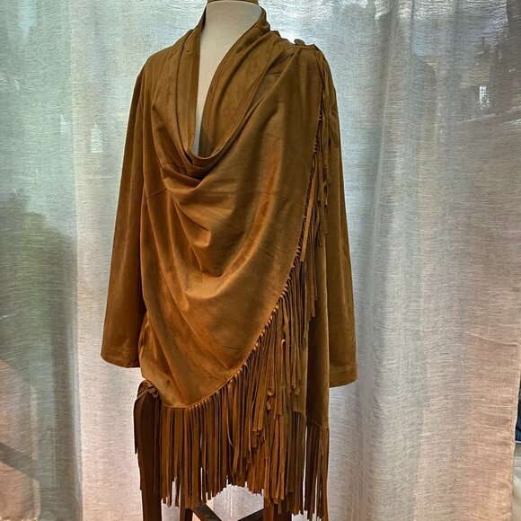 Chico's Fringed Poncho/Wrap Copper Color Size 4 (US20/22) - Picture 3 of 12